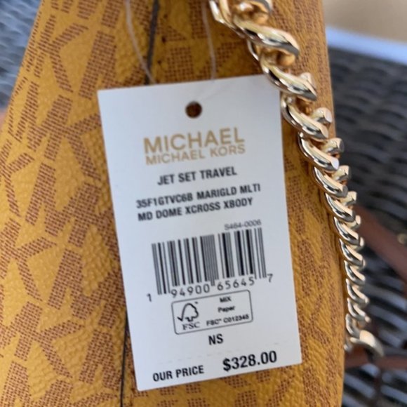 Michael Kors Jet Set Travel Medium Dome Crossbody Bag Marigold Multi - Picture 9 of 15